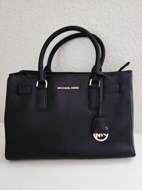 Michael Kors Black Leather Handbag Purse Satchel